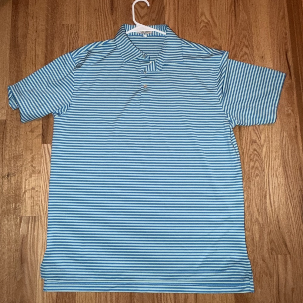 Peter Millar Summer Comfort Golf Polo Shirt Mens Large Performance White Striped